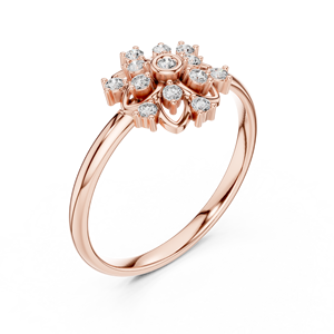 Anillo de oro amarillo macizo de 14k para mujer, minimalista, con pavé de piedras redondas de corte brillante cultivadas en laboratorio, para uso diario, apilable. - Product Image 3