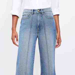 Latest Design Denim Eco-Friendly Breathable Mid Waist <b>Wide</b> <b>Leg</b> Drawstring Closure Loose Fit Full Length Sand Wash Solid Blue - Product Image 4