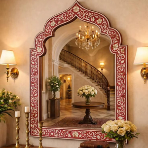 Best Selling Indian Handmade Eco-Friendly Bone Mother Pearl Inlay Wall <b>Mirror</b> High Quality Decorative <b>Frame</b> Modern Style Home - Product Image 1