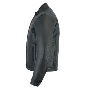 Fabricante de Ropa Personalizada OEM, Chaquetas de Cuero Negras Extra Grandes de Alta Calidad con Botones, Chaqueta de Cuero Estilo Bomber para Hombre - Product Image 3