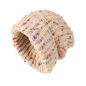 Unisex Knit Beanie Hat 100% Acrylic Cuffed <b>Winter</b> <b>Cap</b> Casual Style for Adults Black Multicolor Speckle Pattern - Product Image 5