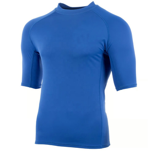 High Quality Custom Logo Men Half Sleeve Rash Guard UPF50+ Blue Swim Surf Top Quick Dry Breathable Elastic <b>Compression</b> <b>Shirt</b> - Product Image 2