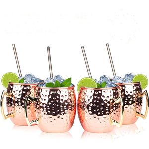 Juego de Tazas de Cobre Holístico con Pajitas Metálicas Sostenibles, Juego de Tazas de Cobre Sólido Inspirado en el Bienestar para una Vida Saludable - Product Image 3