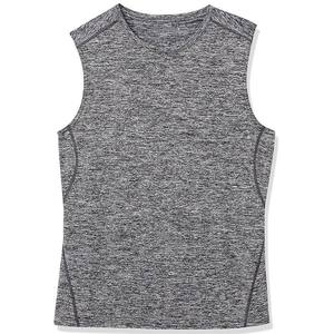 Débardeur sans manches pour homme, col rond, gris uni, séchage rapide, tricoté, coupe sportive pour l'entraînement - Product Image 1