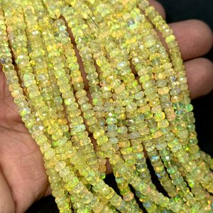 Yellow Ethiopian <b>Opal</b> Faceted Rondelle Beads 4-5mm 16 Inch Strand Natural Welo <b>Fire</b> <b>Opal</b> Gemstone for Jewelry Making Wholesale - Product Image 1
