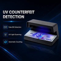Machine de comptage de billets automatique miniature avec lumière UV LED, machine de vérification des billets douteux, détecteur de monnaie, lampe à haute visibilité pour l'argent