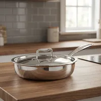 Wajan Goreng Anti Lengket Triply Stainless Steel Kualitas Premium 24Cm untuk Kompor Gas dan Induksi, Penggunaan Sehari-hari