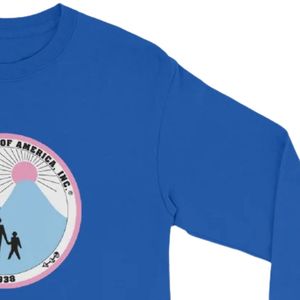 Royal Blue Unisex Long Sleeve Crewneck Sweatshirt Casual Pullover with Circular Front Graphic Print Ribbed Cuffs Everyday - Product Image 3