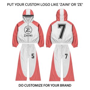 ZAINI 300g Polyester/Nylon Taslon White Coral Solid Breathable Winter Hooded Casual Windbreaker Suit Custom Logo Printed Men <b>Set</b> - Product Image 1