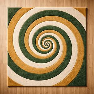 Tapis d'appoint moderne en laine tuftée à la main, sculpté en profondeur, abstrait, écologique, à bords biseautés, géométrique et irrégulier - Product Image 5