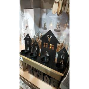 Modern Black Metal House Candle Holder <b>Set</b> - Nordic Christmas Village Tealight <b>Lanterns</b> - Wholesale Minimalist Home Decor Craft - Product Image 2