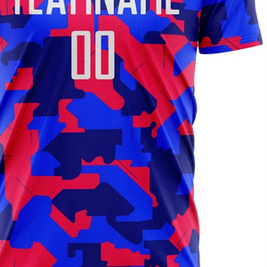เสื้อฟุตบอลแบบซับลิเมชั่นสั่งทำพิเศษ คอกลม แขนสั้น ผ้าโพลีเอสเตอร์ซับเหงื่อ ลายพราง เหมาะสำหรับทุกฤดูกาล - Product Image 2