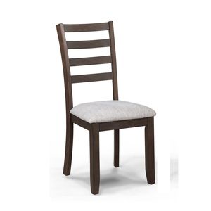 Sedie da pranzo contemporanee con schienale a scala, 2 pezzi, splendidamente realizzate, con finitura in legno ricco di venature, colore marrone-grigio - Product Image 2