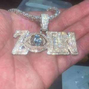 Custom Letter Moissanite Pendant Silver Plated Iced Out Name Charm Round Brilliant Cut Hip Hop Unisex Party Jewelry - Product Image 1