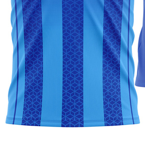 Camiseta de Fútbol Sublimada Personalizada Unisex Azul a Rayas Cuello Redondo Manga Corta Ligera Transpirable Corte Regular 100% - Product Image 4