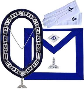 Ensemble de Regalia Maçonniques pour Officier de Loge, comprenant Tablier de Garde Supérieur de Loge Bleue, Collier de Loge et Gants, 14 x 16 - Product Image 2