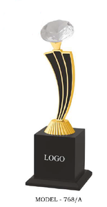 Metal <b>Trophy</b> With Diamond Top Gold Silver Bronze Base Logo Engraved Sports Award with wooden black base - Product Image 4