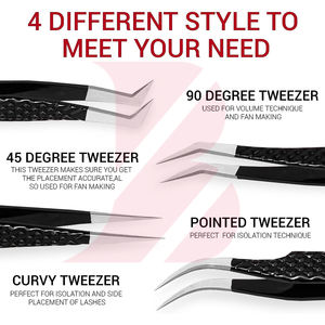 Pinces à cils pour greffe, pinces à pointe en fibre pour extensions de cils, pinces à cils de précision antidérapantes pour volume - Product Image 3