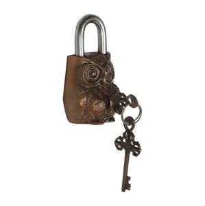 Candado de Latón con Forma de Búho Antiguo, Candado Decorativo Vintage con Llaves de Esqueleto, Decoración Rústica Gótica para el Hogar - Product Image 3