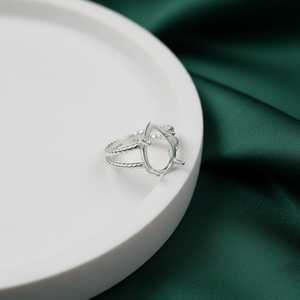 Wholesale 925 Sterling Silver Prongs Mounting Twisted Double Band Oval Bezel Eco Friendly Gold Plated Semi Mount Ring Jewelry - Product Image 2