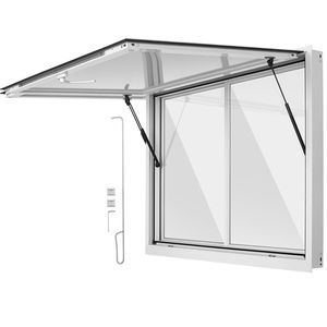 Vitrine de service en alliage d'aluminium 48x36 po, inclinable à 85 degrés, avec 2 panneaux coulissants en acrylique pour Food Truck - Product Image 1