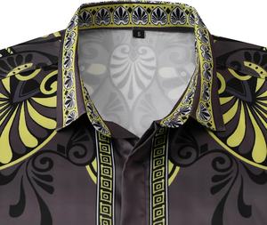 Camisas de primavera para hombre, camisas informales de manga larga con estampado Digital 3D para hombre, camisetas de fiesta Social con cuello vuelto para hombre - Product Image 3