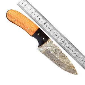 Couteau de chasse et de camping droit à pointe tombante en acier Damas fait main, manche en bois d'olivier, logo laser ODM, haute qualité, garantie 3 ans - Product Image 6