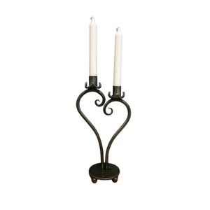Modern Heart Shaped Metal Wire Candle Holder Glass Tealight Votive Candle Stand Set Of 2 Black Romantic Wedding Centerpieces - Product Image 2