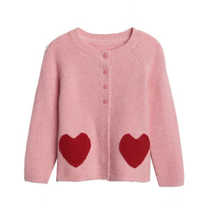 Women Knitted Cotton/Wool <b>Cardigan</b> Sweater <b>Heart</b> Embroidery Button for Sorority Fraternity Wear Front Logo school campus styles - Product Image 4