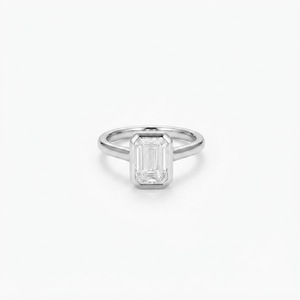 DEF Color VS VVS Clarity 9K 10K 14K 18K Solid Gold <b>Emerald</b> Lab Grown Diamond Bezel Set Promise Ring IGI Certified Solitaire Ring - Product Image 2