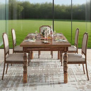 Tavolo da pranzo per 4-6 persone grande rettangolo in legno tavolo da pranzo da cucina per cucina e sala da pranzo - Product Image 3