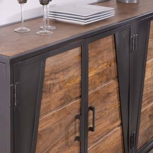 Vandana Crystal Grain industrial <b>sideboard</b> in <b>grey</b> metal and mango wood - Product Image 5