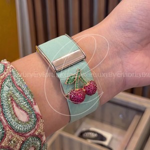 Broche de luxe pour femme Whoop Cherry Silver Moissanite, breloque de bracelet inspirée des fruits, accessoire de bande de pierres précieuses, pour mariage et fête - Product Image 2