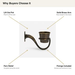 Antique Brass Handmade 22 cm Wall Planter Bagh Wall Bracket Planter for Home Decor Wedding Table Gift <b>Hanging</b> <b>Basket</b> Accessory - Product Image 5