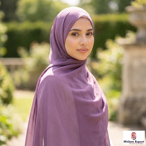 Custom Chiffon Scarf Hijab <b>Silk</b> Feel <b>Head</b> <b>Wrap</b> Shawl OEM ODM Private Label Fashion Textile Manufacturer - Product Image 3