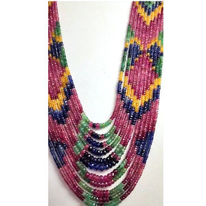 22 brins de saphirs naturels multicolores, perles facettées rondes de 3-6 mm, 1562 carats, 14-20 pouces, prix de gros, perles de saphir, 844 $ US pour l'ensemble. - Product Image 3