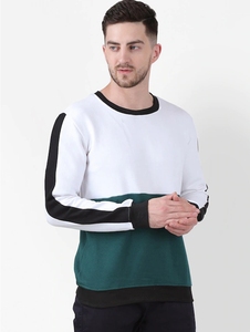 Sudadera de Cuello Redondo con Bloques de Color para Hombre, Corte Regular, Tejida, Informal, Otoño, Verde, Blanco, Negro - Product Image 4