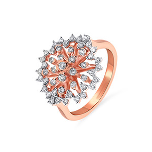 Anillo de Mariposa con Acabado en Oro Rosa Premium y Piedra de Color Blanco Zafiro con Detalles Brillantes de Circonia Cúbica - Product Image 1