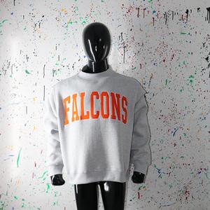 Sudadera FALCONS HEATHER GREY con cuello alto, 100% algodón, con apliques bordados en color NARANJA, cuello ancho, URBAN PRODUCTIONS - Product Image 2