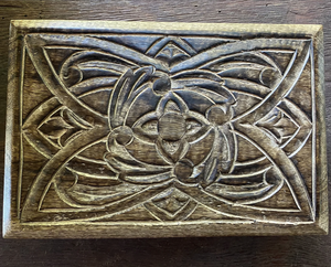 Large Rustic <b>Wood</b> Storage Container With Hinged Lid and Front Clasp Classic Rectangle Design from India - Product Image 3