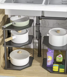Vietnam 2/3-Tier Kitchen Triangle <b>Corner</b> Spice Storage Rack Space Saving Organizer <b>Shelf</b> HolderVietnam Adjustable <b>Metal</b> Kitchen - Product Image 3
