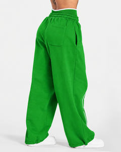 Conjunto de chándal de dos piezas para mujer al por mayor: Chaqueta con cremallera y contraste de líneas, pantalón de pierna ancha de ajuste relajado, ropa a juego. - Product Image 6