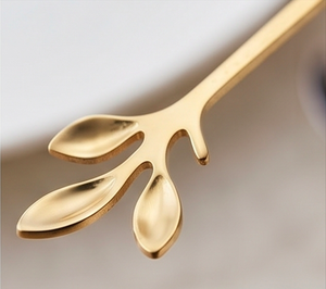 Cuillères à thé en acier inoxydable plaquées or et argent, manche long, design moderne, finition miroir, ensemble de couverts pour la cuisine - Product Image 3