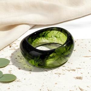 Elegant Wide Resin <b>Bangle</b> <b>Bracelet</b> With Glitter Finish Modern Fashion Accessories For Women Everyday Style - Product Image 1