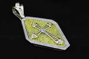 Dvars Diamond DDP-213 Colgante de cruz redondo de moissanita de plata de ley 925, de lujo, estilo Hip Hop, con incrustaciones, regalo para fiesta, chapado en rodio/oro - Product Image 4