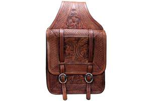 Sacoche en cuir pour selle de cheval western et moto, faite à la main, sculptée à la main, 100% cuir de buffle, couleur et logo personnalisables, SS - Product Image 5