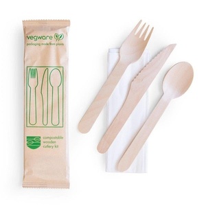 Nouvel arrivage : Kit de couverts écologiques en bois de bouleau, ensemble fourchette, couteau, cuillère jetables pour l'emballage alimentaire commercial et l'utilisation aérienne - Product Image 5