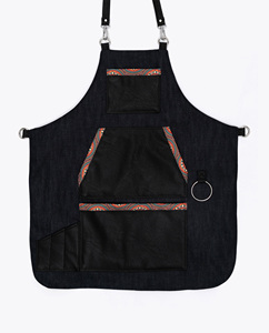 Tablier de coiffure en denim avec taille réglable et plusieurs poches pour barbiers - Product Image 1