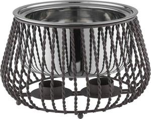 Luxury Round Cart Style Chafing Dish Compact Food Warmer with Wheel Stand Base Miniature Tabletop <b>Buffet</b> <b>Server</b> Single Unit - Product Image 3