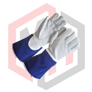 Gants de soudage TIG en cuir de chèvre pleine fleur, avant et arrière, avec poignet tricoté, haute qualité, pour travail quotidien et sécurité incendie, OEM 16 pouces - Product Image 2